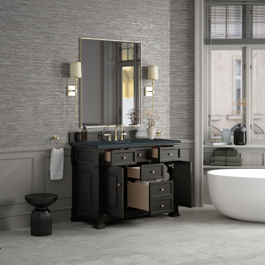 Brookfield 48" Single Vanity, Black Onyx w/3 CM Charcoal Soapstone Silestone® Top