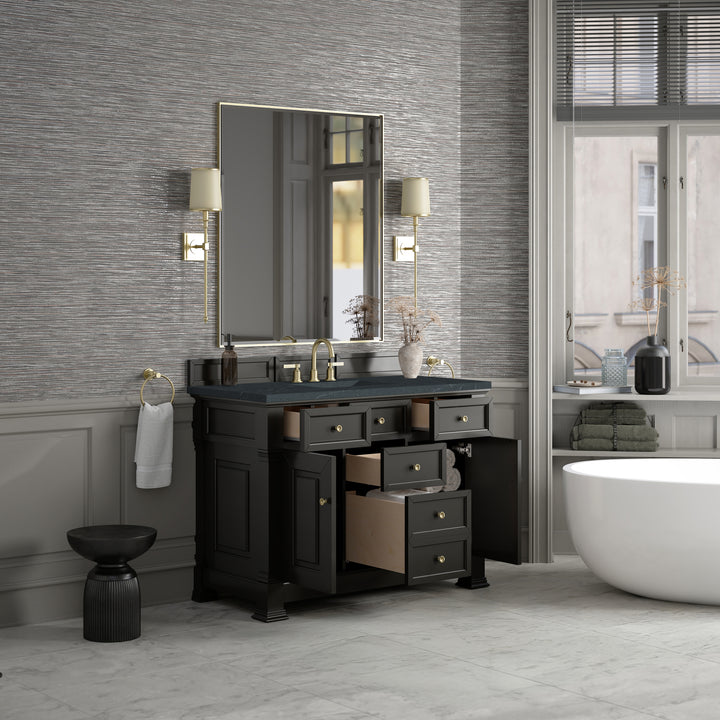 Brookfield 48" Single Vanity, Black Onyx w/3 CM Charcoal Soapstone Silestone® Top