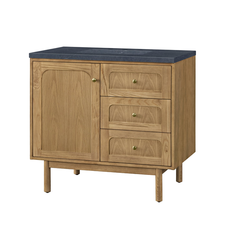 Laurent 36" Single Vanity, Light Natural Oak w/ 3 CM Charcoal Soapstone Top
