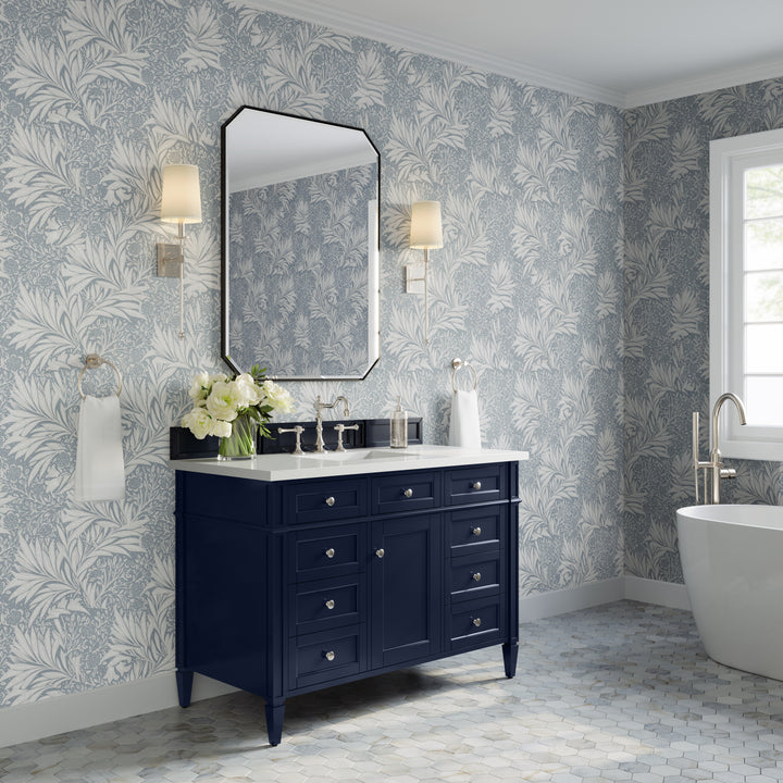 Brittany 48" Single Vanity, Victory Blue w/ 3 CM White Zeus Silestone Top
