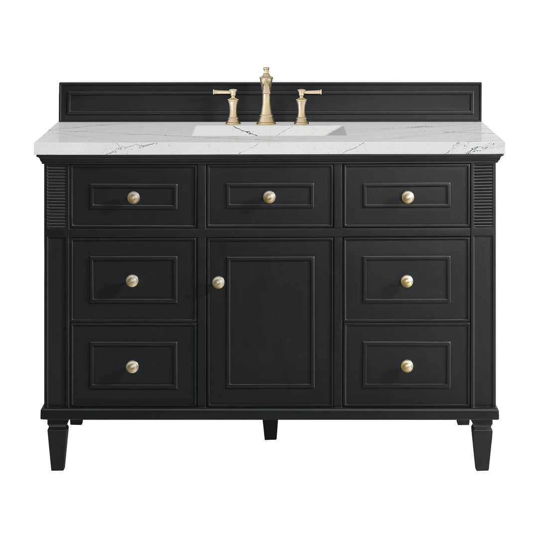 Lorelai 48" Single Vanity, Black Onyx w/ 3 CM Ethereal Noctis Silestone Top w/FreePower Wireless Charger