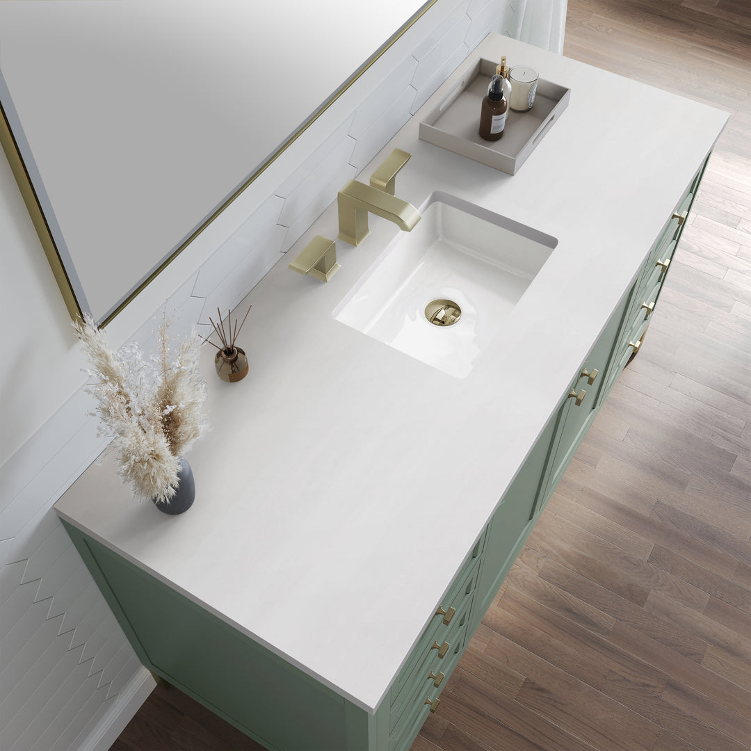 Chicago 60" Single Vanity, Smokey Celadon, w/ 3 CM White Zeus Silestone® Top