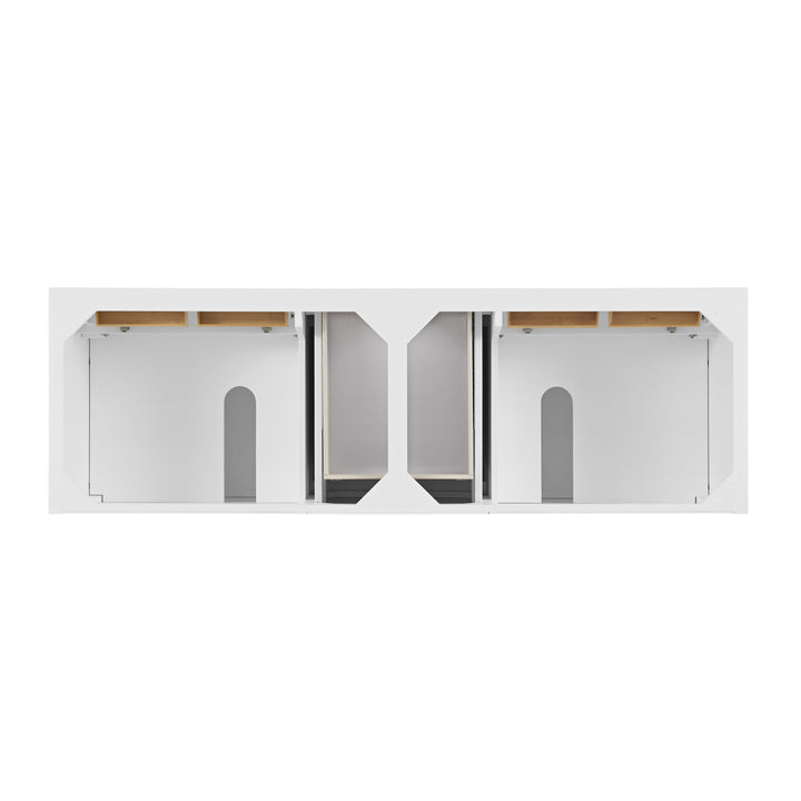 Lorelai 72" Double Vanity, Bright White w/ 3 CM Arctic Fall Solid Surface Top