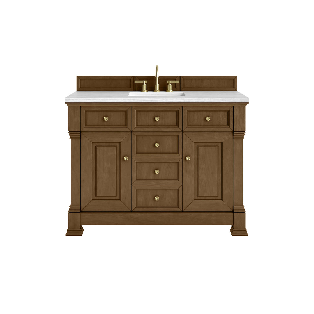 Brookfield 48" Single Vanity, Honey Oak w/ 3 CM Arctic Fall Solid Surface Top