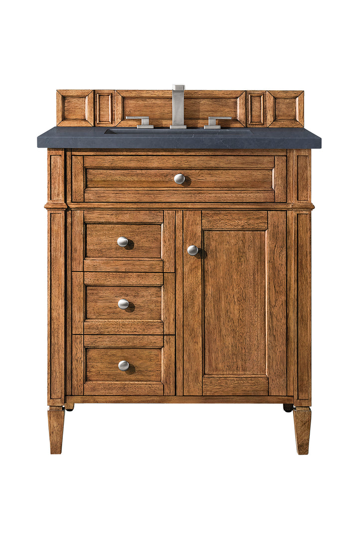 Brittany 30" Single Vanity, Saddle Brown, w/ 3 CM Charcoal Soapstone Silestone Top