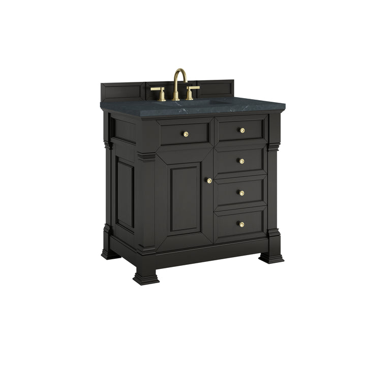 Brookfield 36" Single Vanity, Black Onyx w/3 CM Charcoal Soapstone Silestone® Top