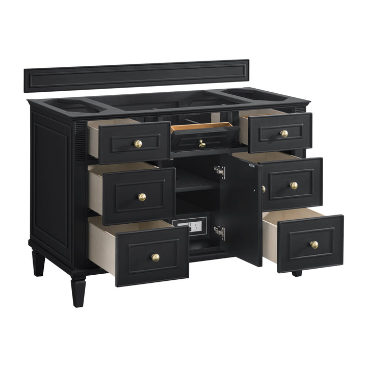 Lorelai 48" Single Vanity, Black Onyx w/ 3 CM Victorian Silver Silestone Top