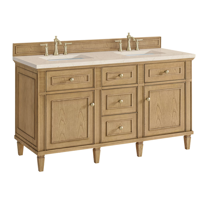 Lorelai 60" Double Vanity, Light Natural Oak w/ 3 CM Eternal Marfil Silestone Top
