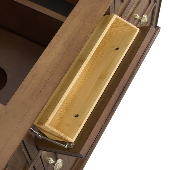 Lorelai 48" Single Vanity, Mid-Century Walnut w/ 3 CM Arctic Fall Solid Surface Top