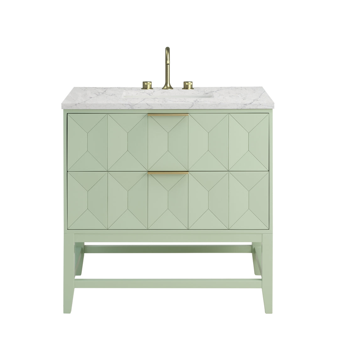 Emmeline 36" Single Vanity, Pistachio w/ 3 CM Eternal Jasmine Pearl Top