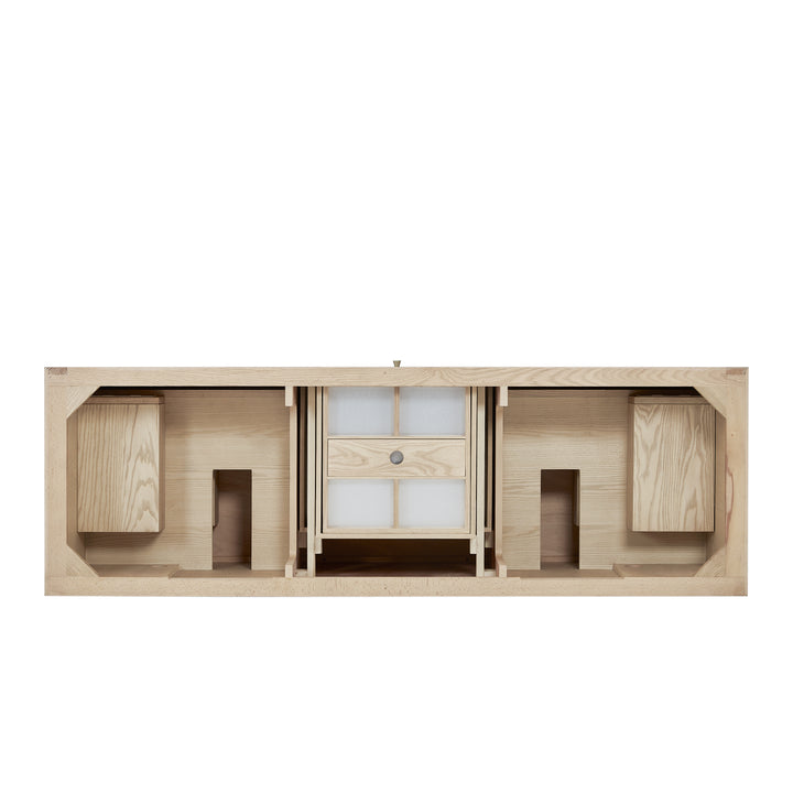 Marigot 72" Double Vanity, Sunwashed Oak w/ 3 CM Ethereal Noctis Silestone Top