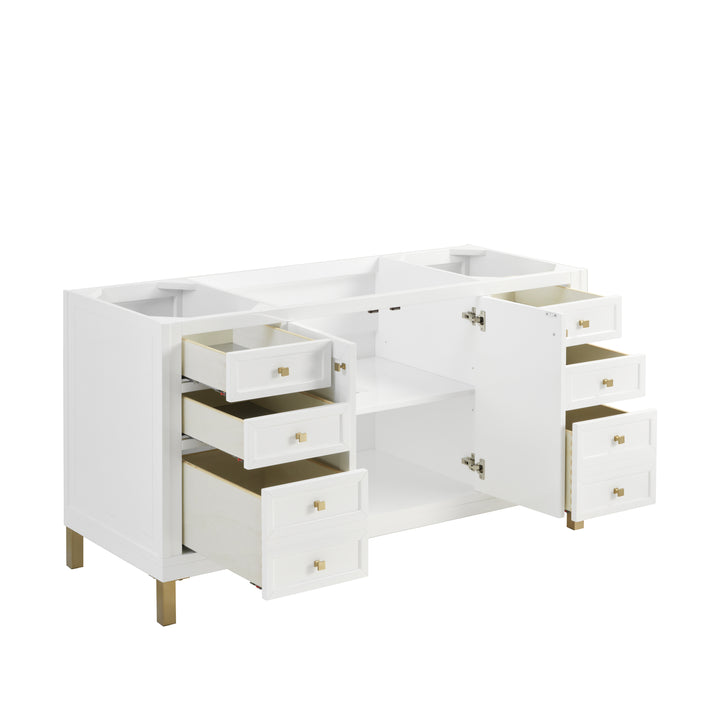 Chicago 60" Single Vanity, Glossy White, w/ 3 CM Arctic Fall Solid Surface Top