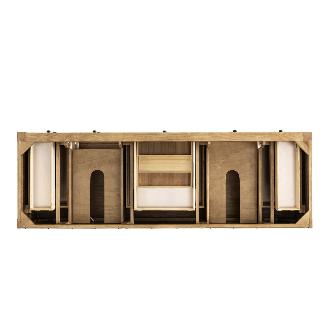 Breckenridge 72" Double Vanity, Light Natural Oak w/ 3 CM Victorian Silver Top w/FreePower Wireless Charger