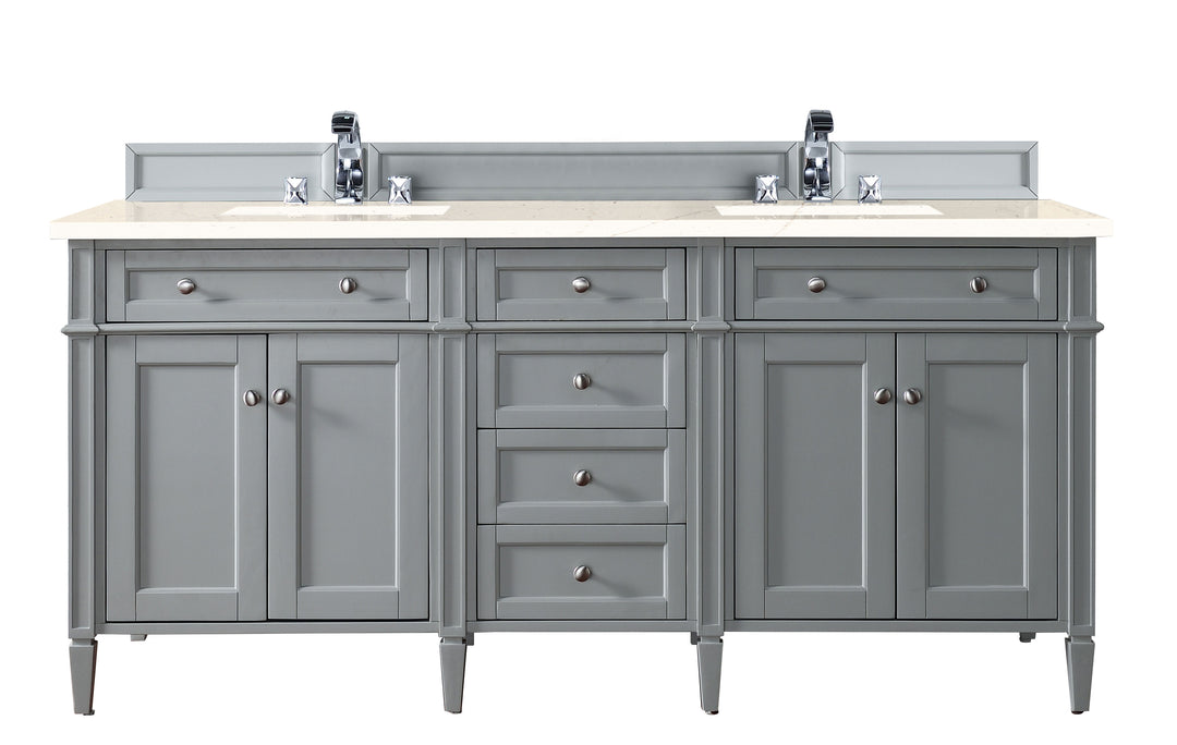 Brittany 72" Double Vanity, Urban Gray w/ 3 CM Eternal Marfil Silestone Top
