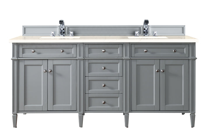 Brittany 72" Double Vanity, Urban Gray w/ 3 CM Eternal Marfil Silestone Top