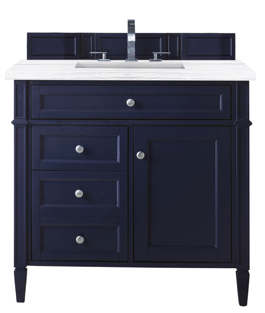 Brittany 36" Single Vanity, Victory Blue w/ 3 CM Carrara Marble Top