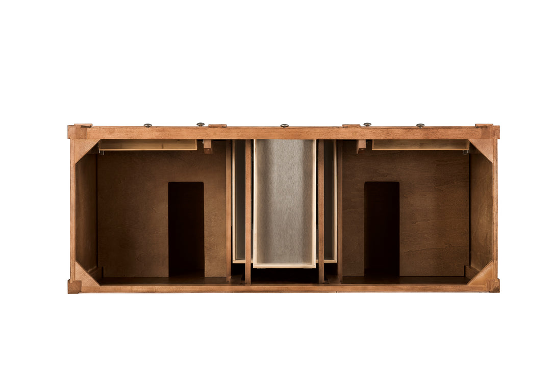 Brittany 60" Double Vanity, Saddle Brown w/ 3 CM Ethereal Noctis Silestone Top w/FreePower Wireless Charger