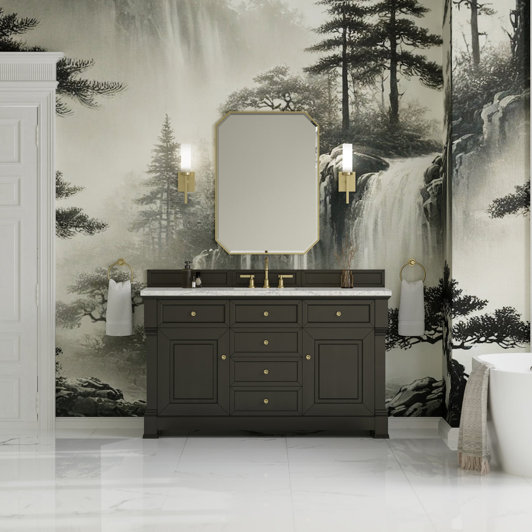 Brookfield 60" Single Vanity, Black Onyx w/3CM Eternal Jasmine Pearl Silestone® Top