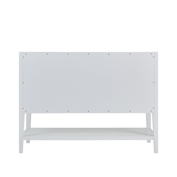 Olena 48" Single Vanity, Light Mappa Burl and Polished White w/ 3 CM White Zeus Silestone Top