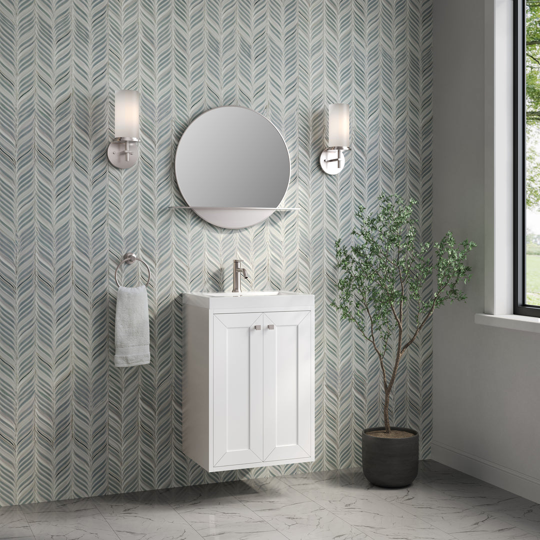 Chianti 20" Single Vanity, Glossy White, Brushed Nickel, w/ White Glossy Composite Stone Top