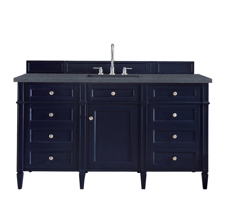 Brittany 60" Single Vanity, Victory Blue w/ 3 CM Charcoal Soapstone Silestone Top