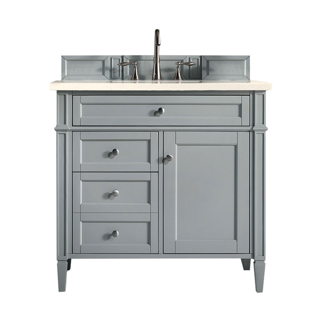 Brittany 36" Single Vanity, Urban Gray w/ 3 CM Eternal Marfil Silestone Top