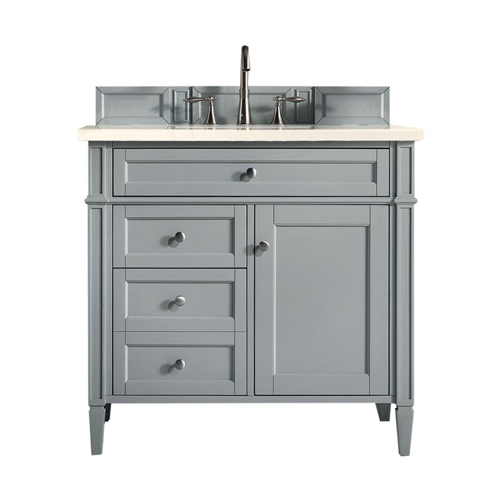 Brittany 36" Single Vanity, Urban Gray w/ 3 CM Eternal Marfil Silestone Top