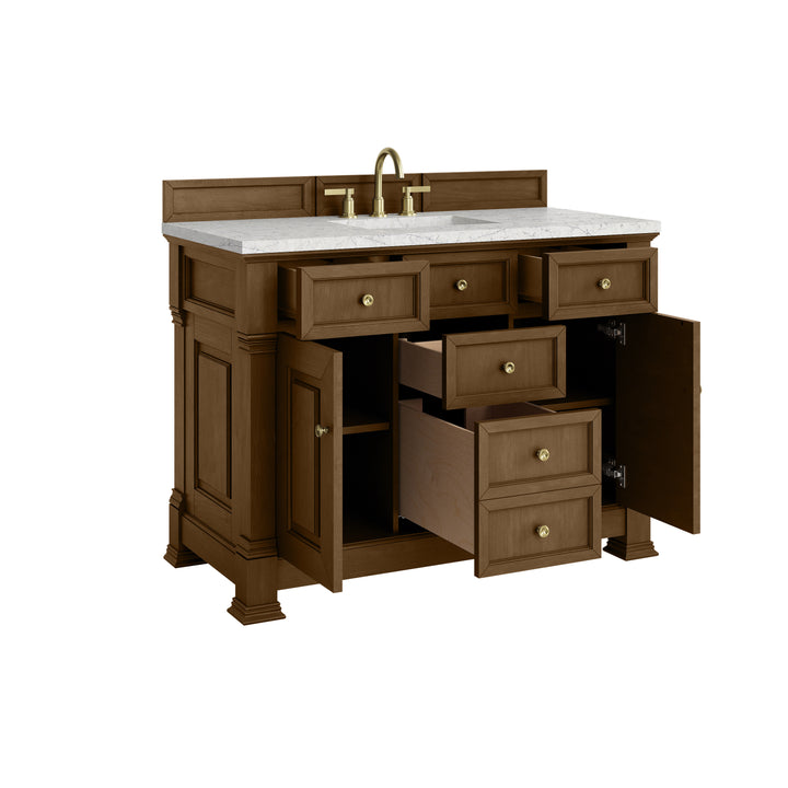 Brookfield 48" Single Vanity, Honey Oak w/ 3 CM Eternal Jasmine Pearl Silestone® Top