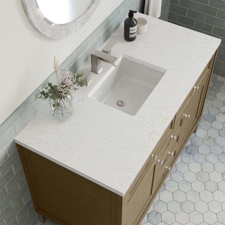 Chicago 48" Single Vanity, Walnut Whisper, w/ 3 CM Lime Delight Silestone® Top