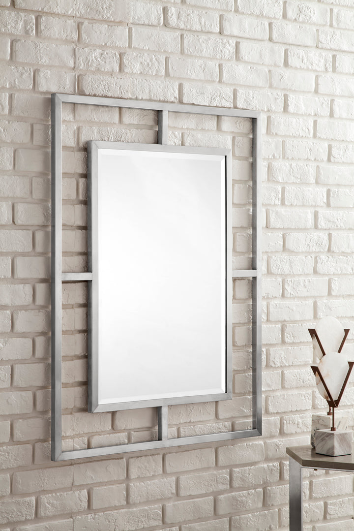 Boston 30" Rectangular Mirror, Brushed Nickel