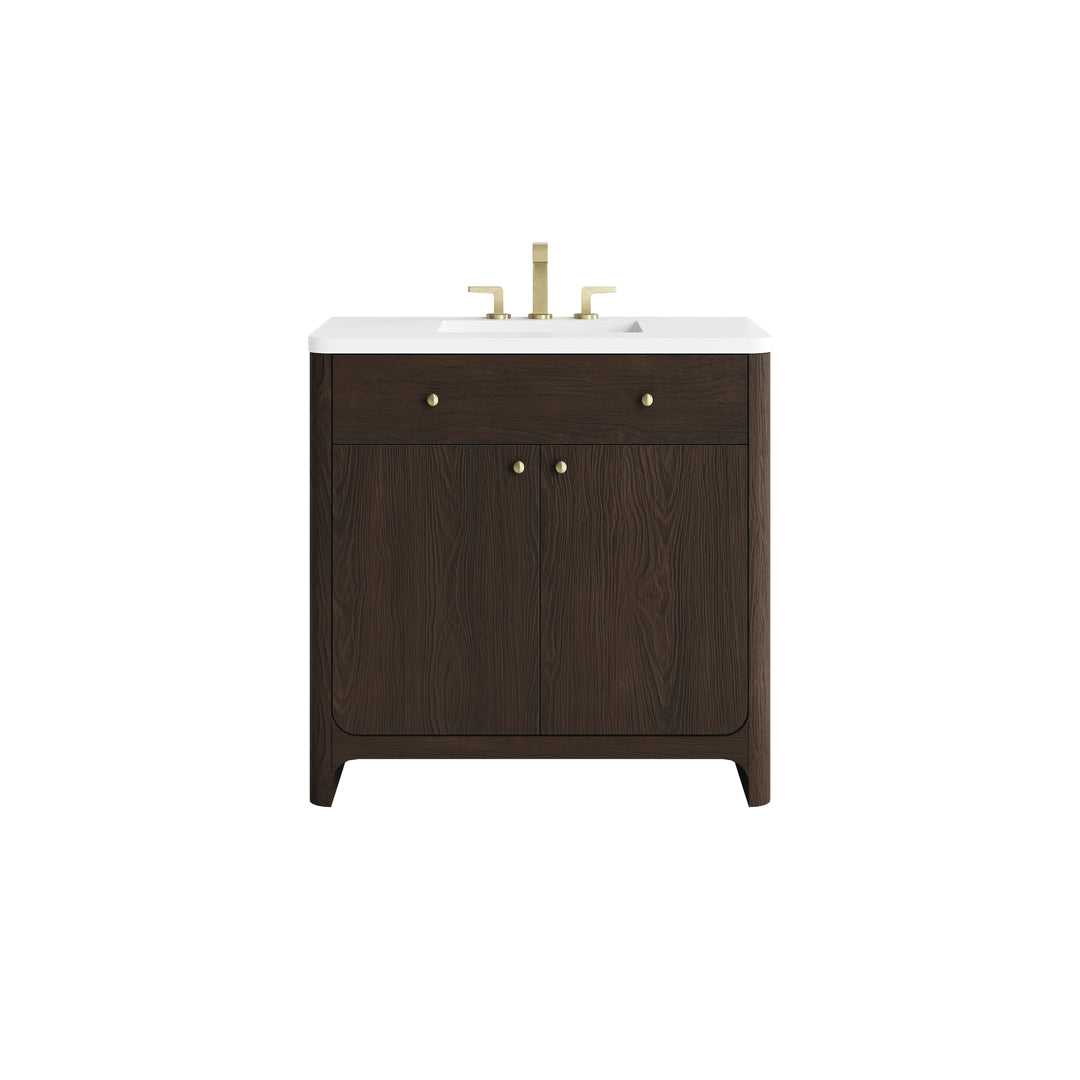 Gracyn 36" Single Vanity, Sable, w/ 3 CM White Zeus Quartz Widespread Top