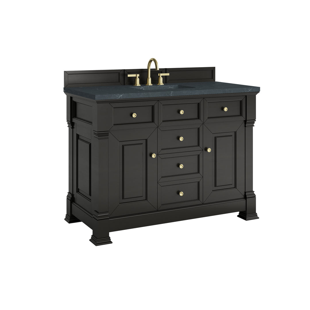 Brookfield 48" Single Vanity, Black Onyx w/3 CM Charcoal Soapstone Silestone® Top