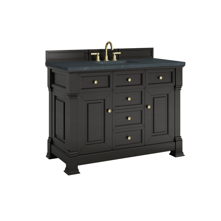 Brookfield 48" Single Vanity, Black Onyx w/3 CM Charcoal Soapstone Silestone® Top