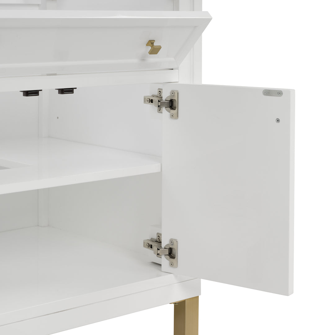 Chicago 30" Single Vanity, Glossy White, w/ 3 CM Parisien Bleu Silestone® Top