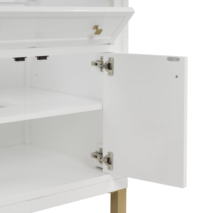 Chicago 30" Single Vanity, Glossy White, w/ 3 CM Charcoal Soapstone Silestone® Top