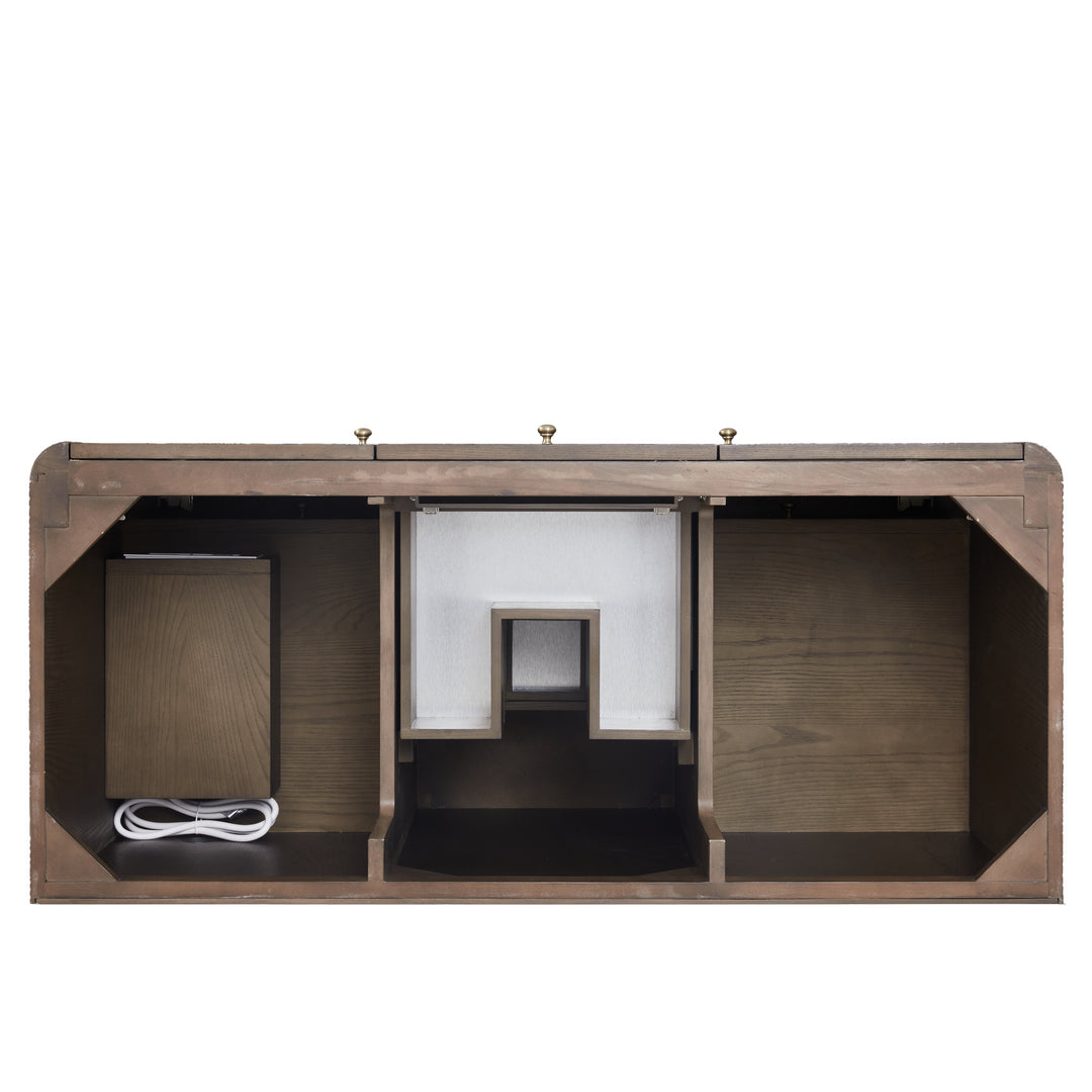 Gracyn 48" Single Vanity, Sable, w/ 3 CM White Zeus Quartz Widespread Top