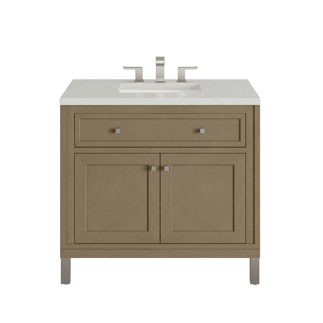 Chicago 36" Single Vanity, Walnut Whisper, w/ 3 CM Lime Delight Silestone® Top