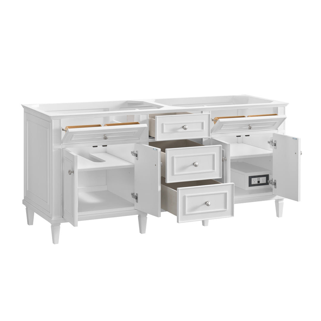 Lorelai 72" Double Vanity, Bright White w/ 3 CM White Zeus Silestone Top