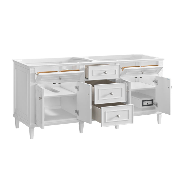 Lorelai 72" Double Vanity, Bright White w/ 3 CM White Zeus Silestone Top