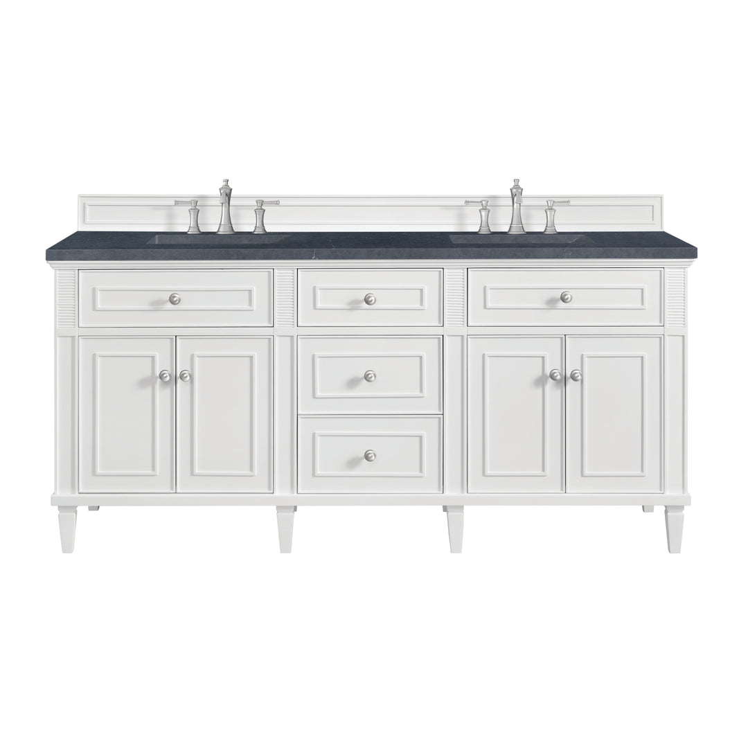 Lorelai 72" Double Vanity, Bright White w/ 3 CM Charcoal Soapstone Silestone Top