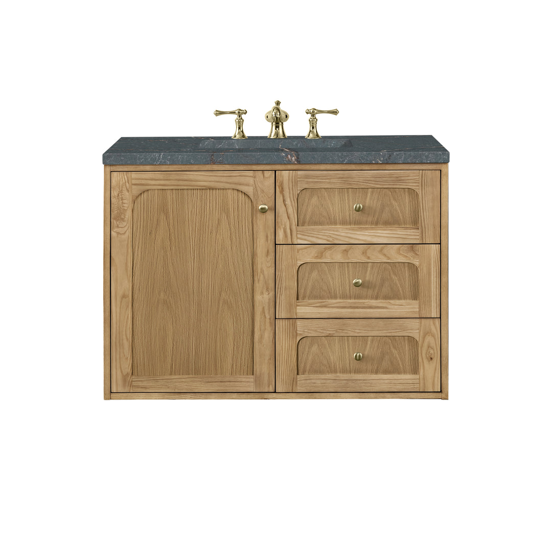 Laurent 36" Single Vanity, Light Natural Oak w/ 3 CM Parisien Bleu Top