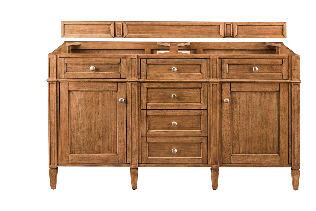 Brittany 60" Double Vanity Cabinet, Saddle Brown