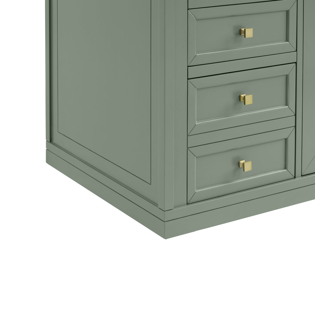 Chicago 60" Single Vanity, Smokey Celadon, w/ 3 CM Victorian Silver Silestone® Top