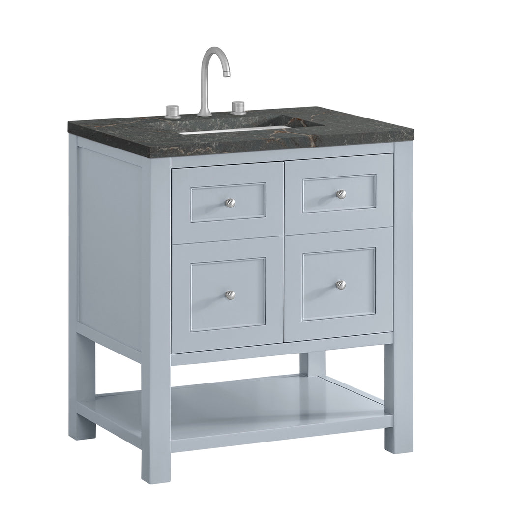 Breckenridge 30" Single Vanity, Serenity Blue, w/ 3 CM Parisien Bleu Quartz Top
