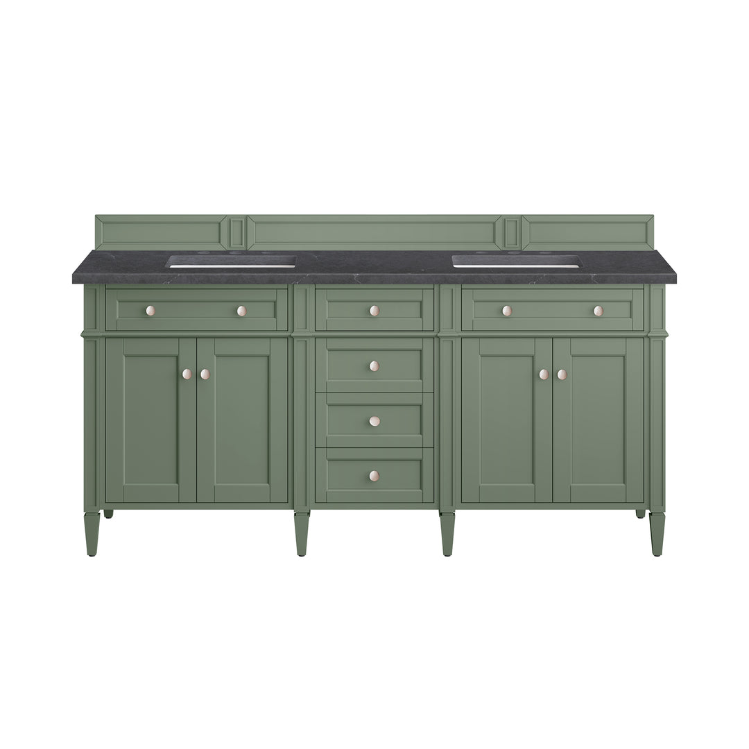Brittany 72" Double Vanity, Smokey Celadon w/ 3 CM Charcoal Soapstone Top