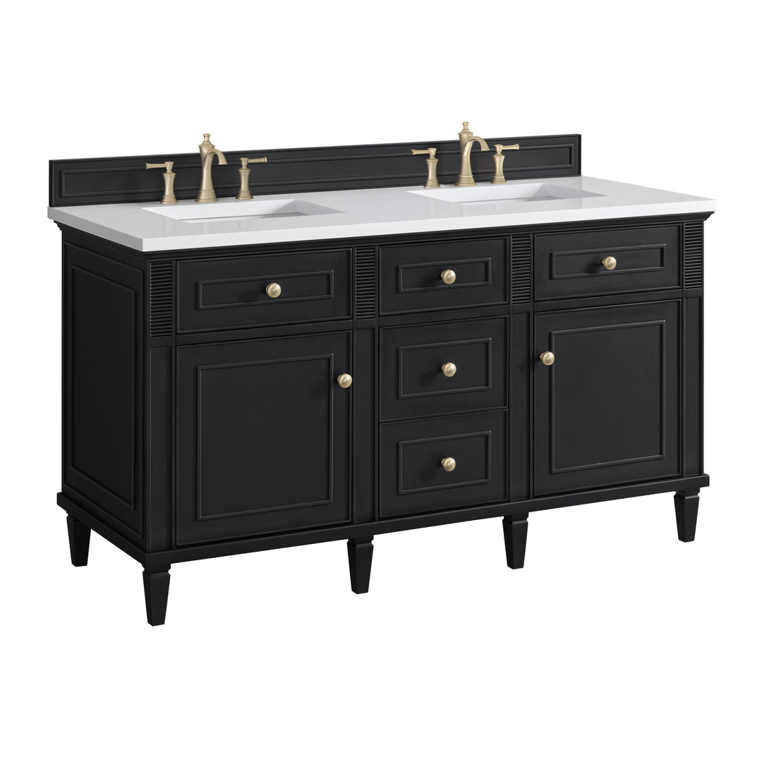 Lorelai 60" Double Vanity, Black Onyx w/ 3 CM White Zeus Silestone Top