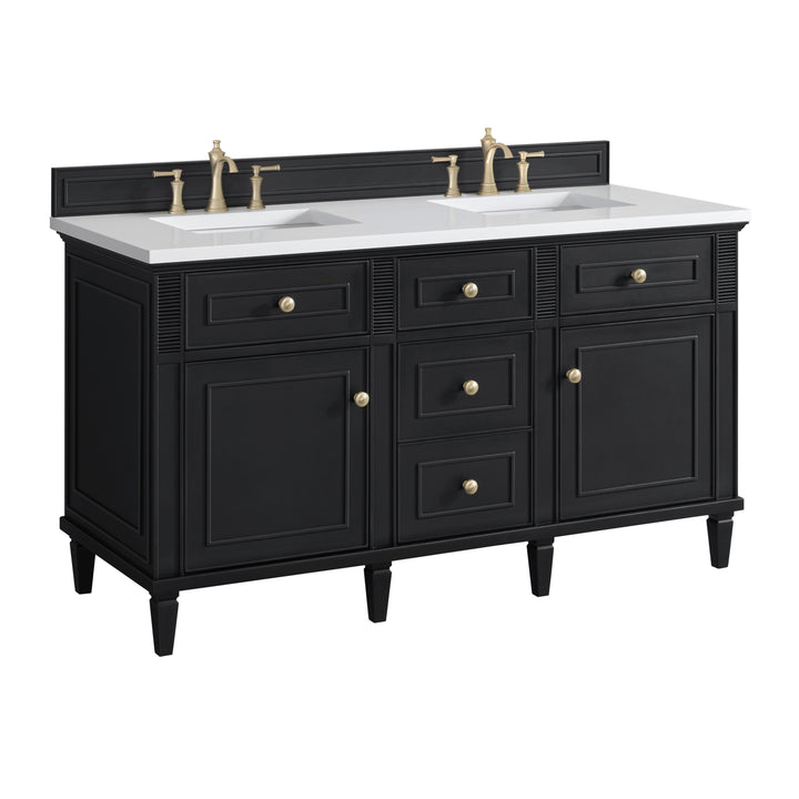 Lorelai 60" Double Vanity, Black Onyx w/ 3 CM White Zeus Silestone Top