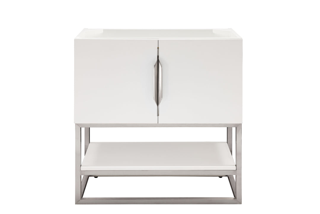 Columbia 31.5" Single Vanity Cabinet, Glossy White, Brushed Nickel