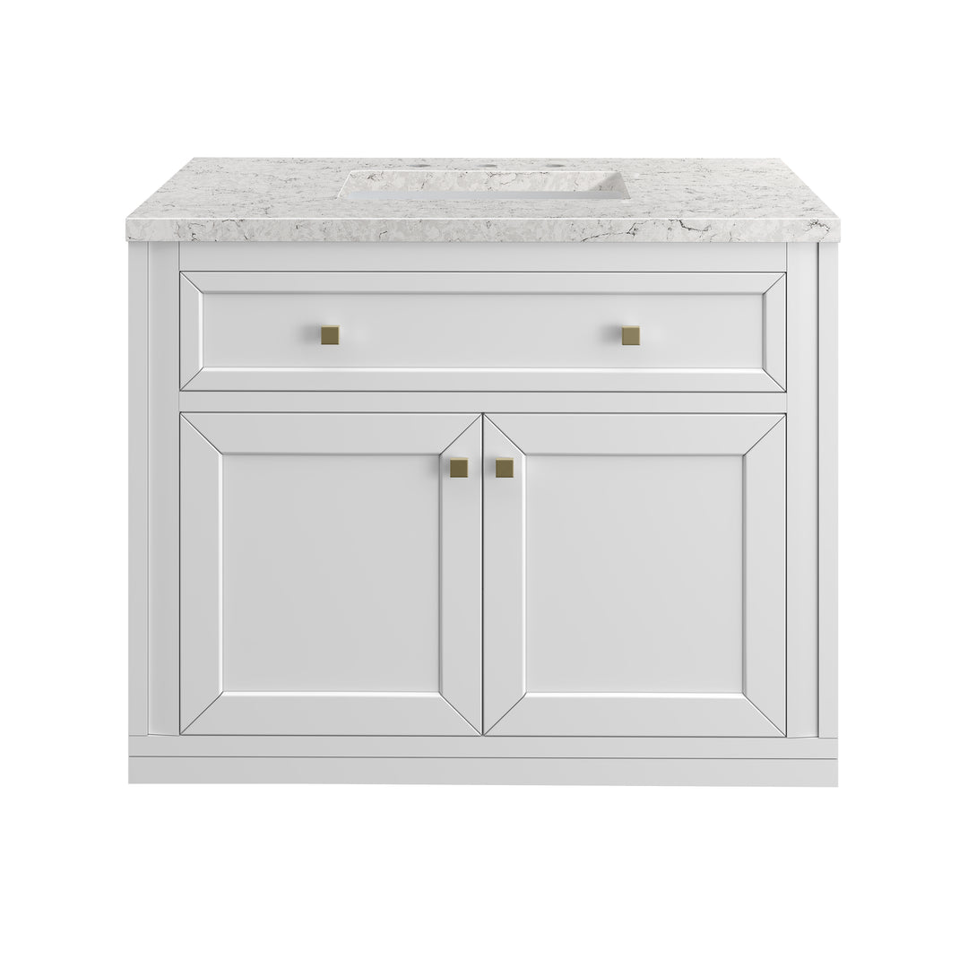 Chicago 36" Single Vanity, Glossy White, w/ 3 CM Eternal Jasmine Pearl Silestone® Top