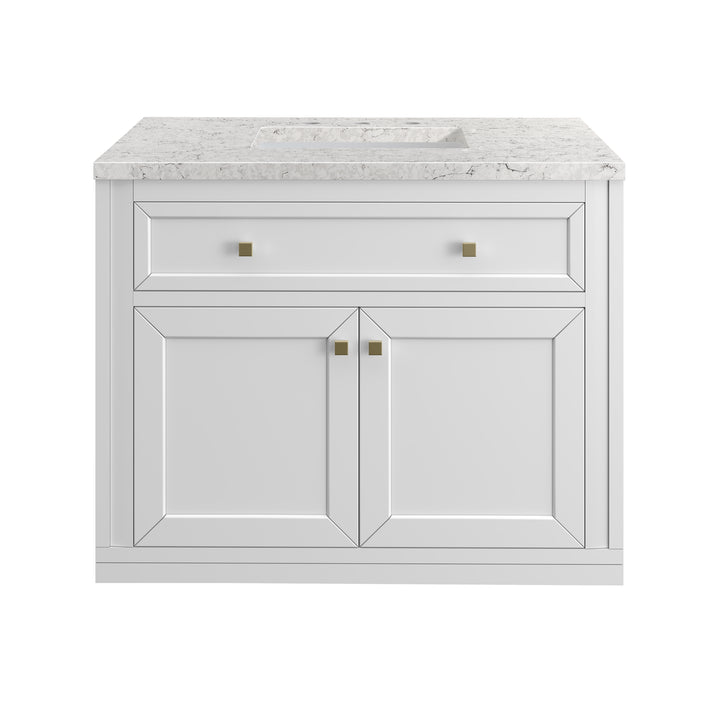 Chicago 36" Single Vanity, Glossy White, w/ 3 CM Eternal Jasmine Pearl Silestone® Top